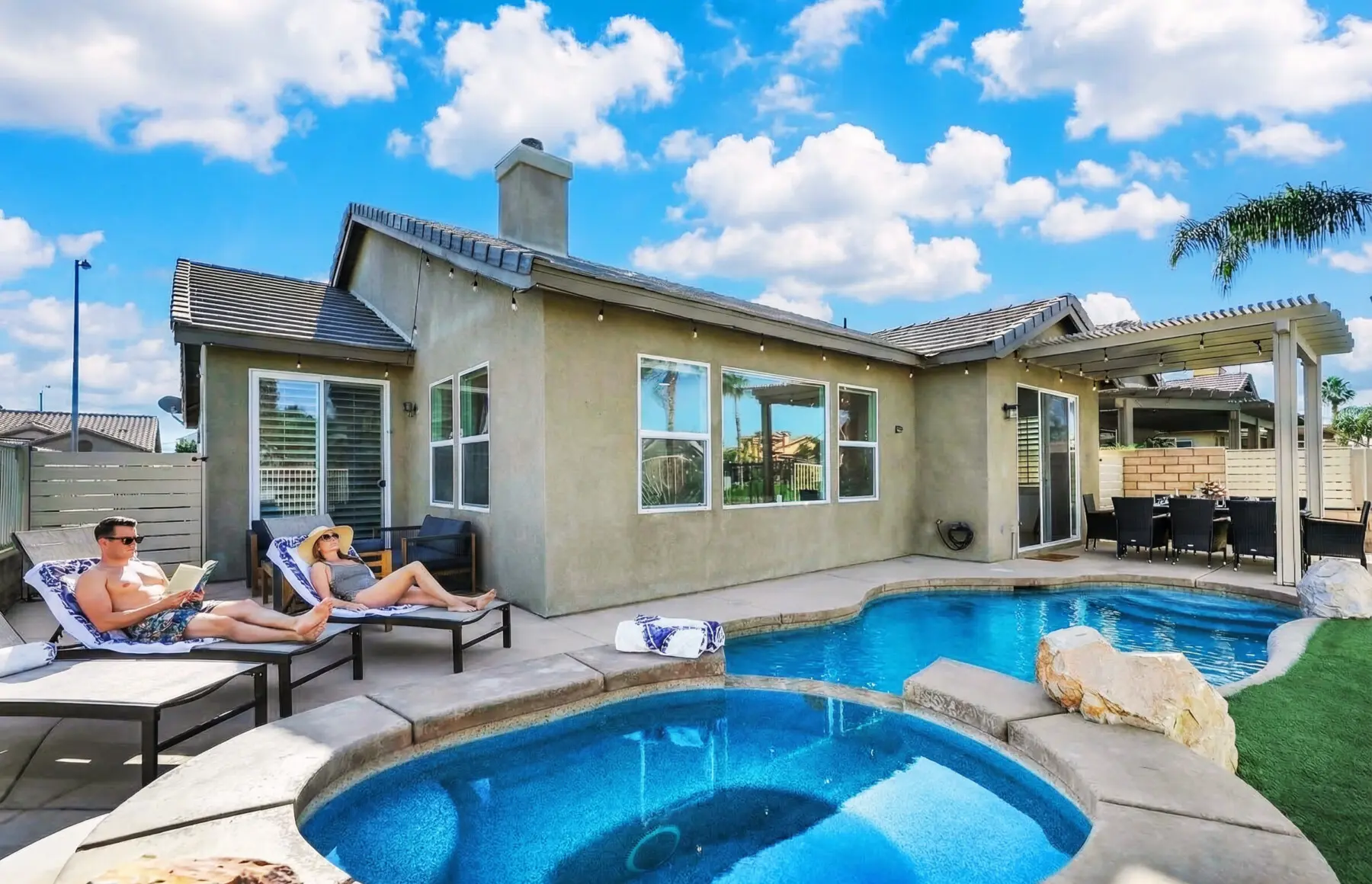 Family vacation rental with pool Indio CA — private pool and hot tub at Indio Access