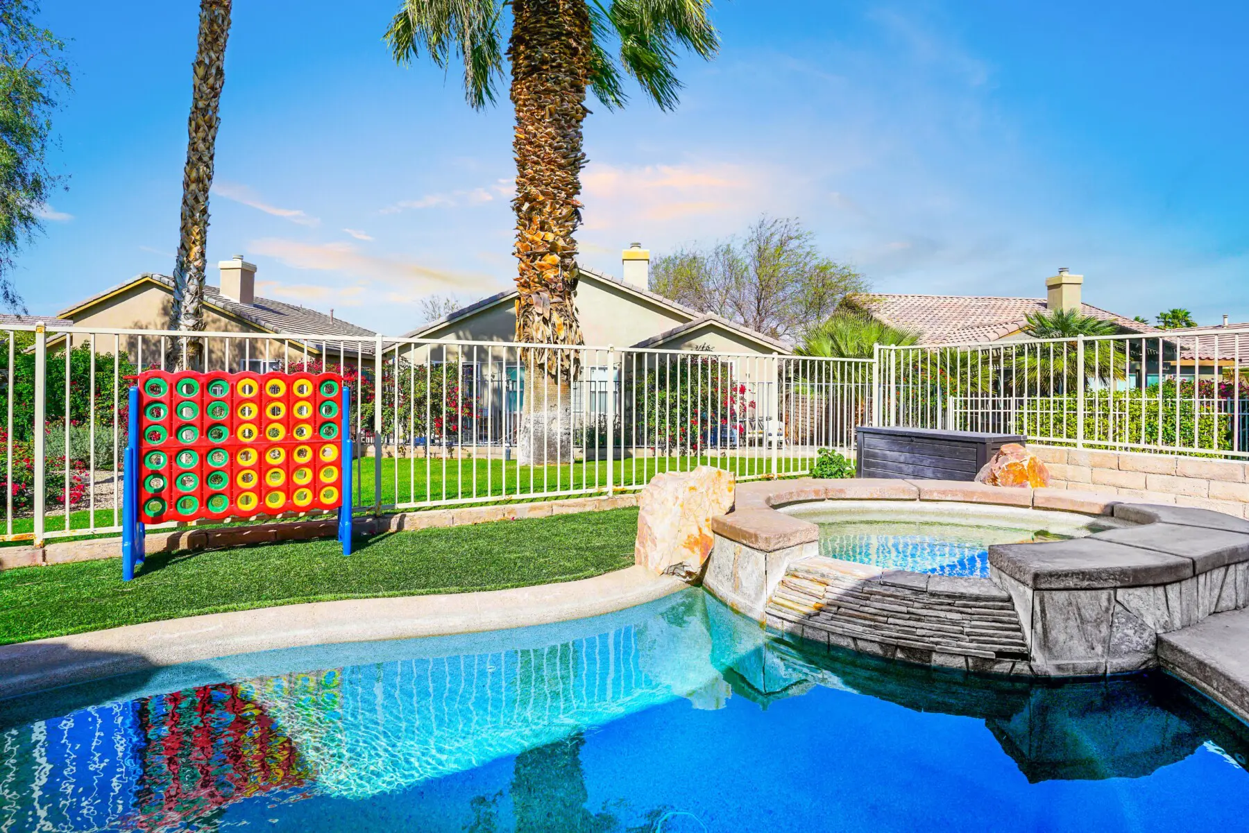 Private pool with Connect Four at Indio CA vacation rental — best place to stay for things to do in Indio